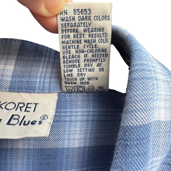 Koret City Blues Vintage 80s Womens Plaid Long Sleeve Button Down Flannel Shirt - Picture 10 of 11